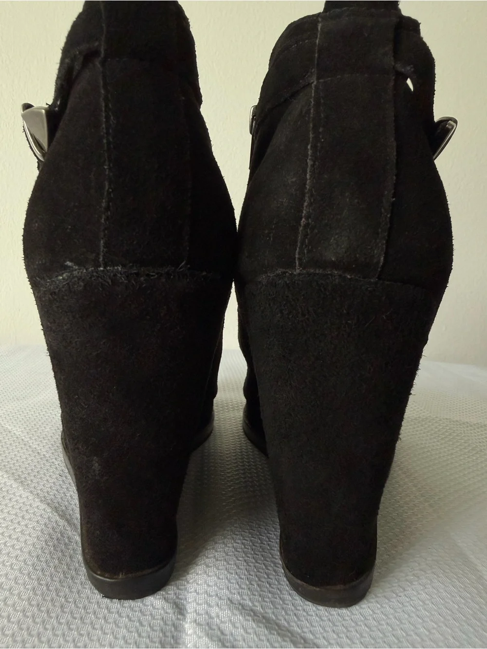 Dolce Vita Black Suede Wedge Ankle Boot w/Side Zip & Buckle